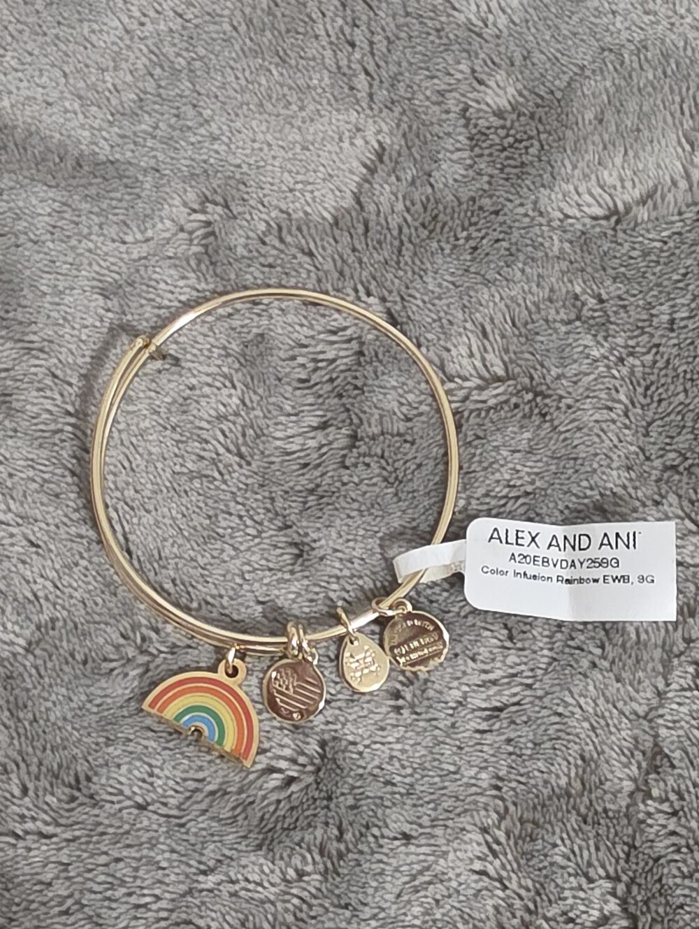 Alex and Ani Gold Rainbow Enamel Charm Bangle